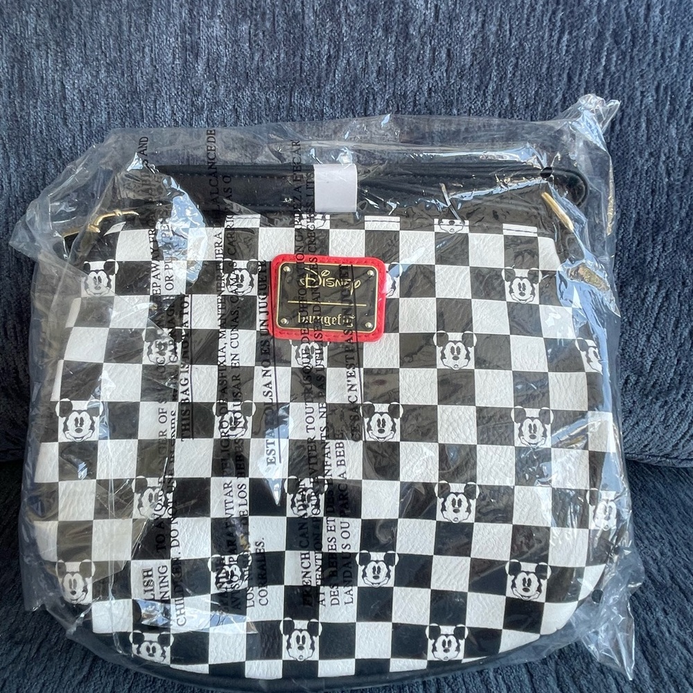 Loungefly Disney Black and White Checkered Mickey Mouse Tote